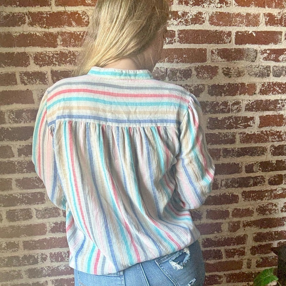 90s Oak Hill Lightweight Striped Blouse - Picture 3 of 7